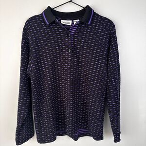 Vintage Gitano Purple Geometric Collared Sweater Mens Small